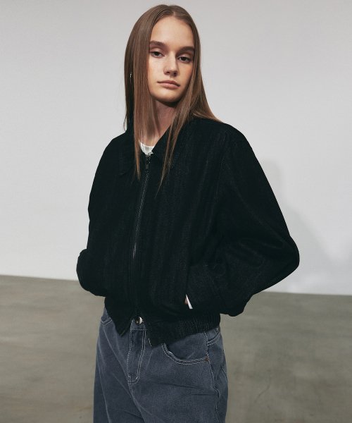 NICOLE WASHED DENIM BLOUSON_BLACK