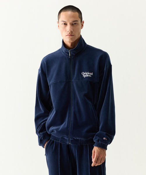 VELOUR ZIP-UP JACKET NAVY