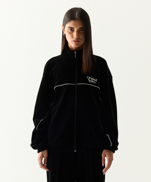 VELOUR ZIP-UP JACKET BLAK