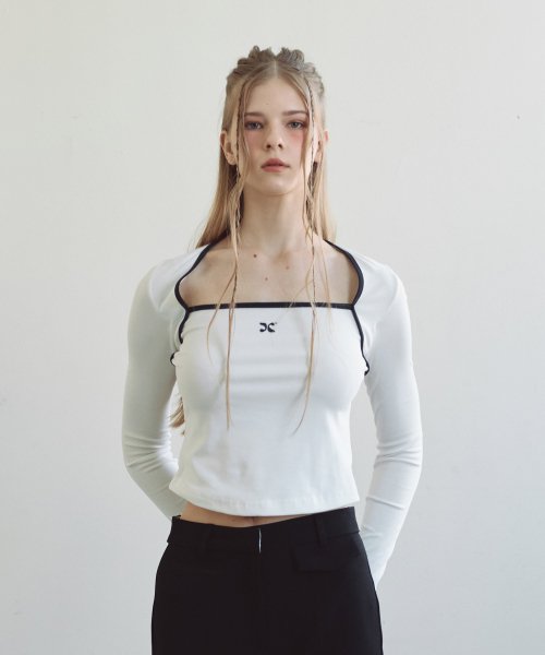 Лонгслив с глубоким каре (Off-White)