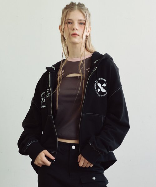 Худи на молнии с кошачьими ушками (Black)