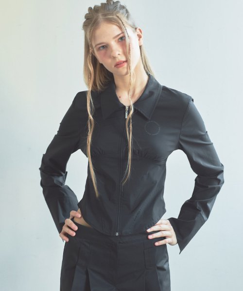 Блузка на молнии с корсетом (Black)