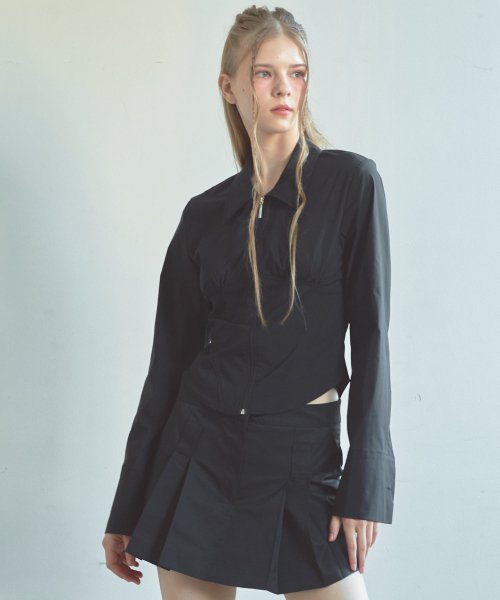 Блузка на молнии с корсетом (Black)