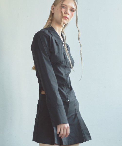 Блузка на молнии с корсетом (Black)