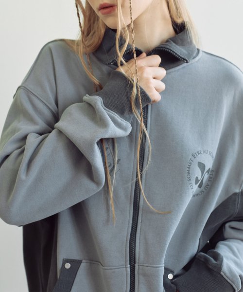 Двухцветная олимпийка из пигментного хлопка (Charcoal Grey)
