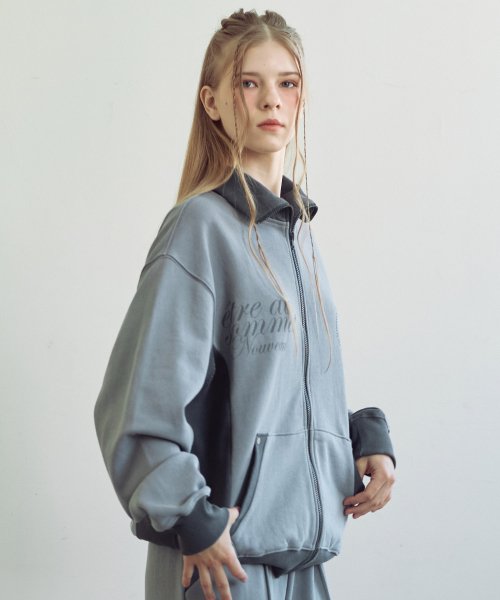 Двухцветная олимпийка из пигментного хлопка (Charcoal Grey)