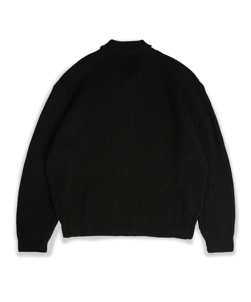 Плотный шерстяной кардиган с воротником [Black]