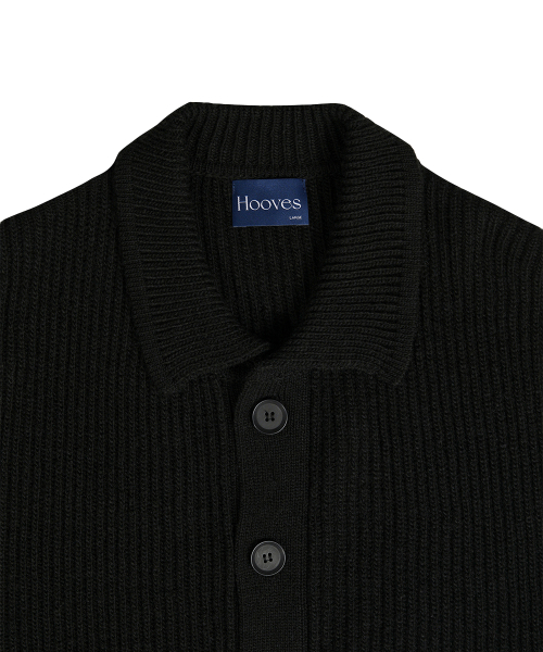 Плотный шерстяной кардиган с воротником [Black]