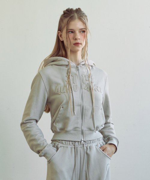 Худи на молнии с эффектом варки Pigment (Beige)