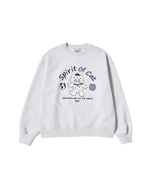 Свитшот с принтом кот букле LIGHT GREY