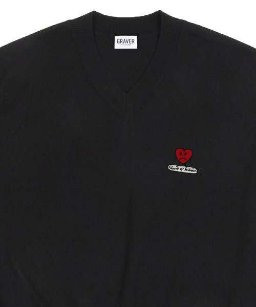 Вязаный жилет с вышивкой Heart Board (UNISEX), Black