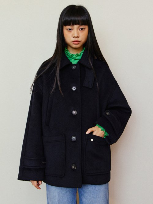 Celine Round No Collar Crop Jacket - Black