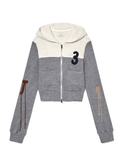 MUSINSA | KIJUN Crochet Zip-Up Hoodie Gray Ivory