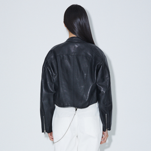 LINE FAKE LEATHER BIKER JACKET чёрное BP3LJ001