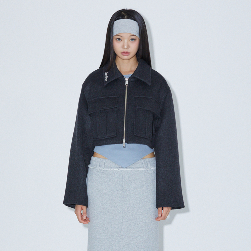TWO-WAY CROP JACKET CHARCOAL BP3WJ004