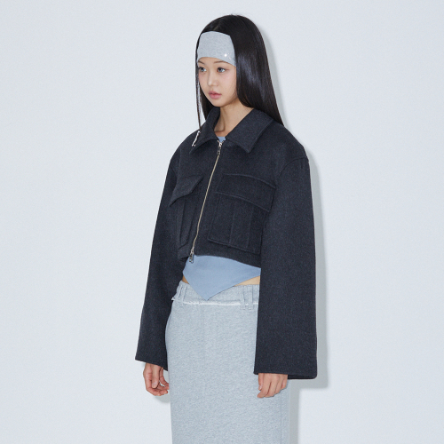 TWO-WAY CROP JACKET CHARCOAL BP3WJ004