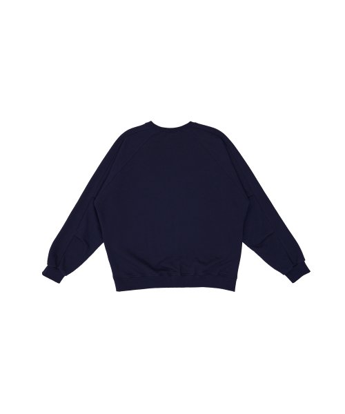 Pintuck raglan sleeve Logo embroidery Sweat shirt Navy