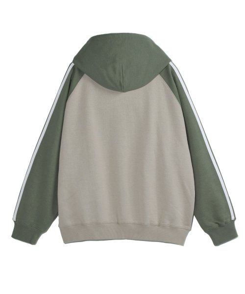 Худи на молнии Startail с колорблоком, Green/Beige