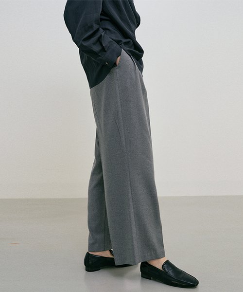 two tuck wide pants-gray