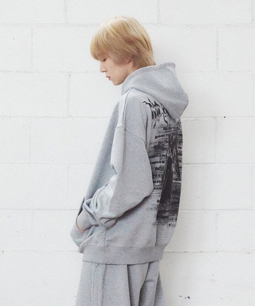 PRAY FOR HOOD PULLOVER (MELANGE GREY)