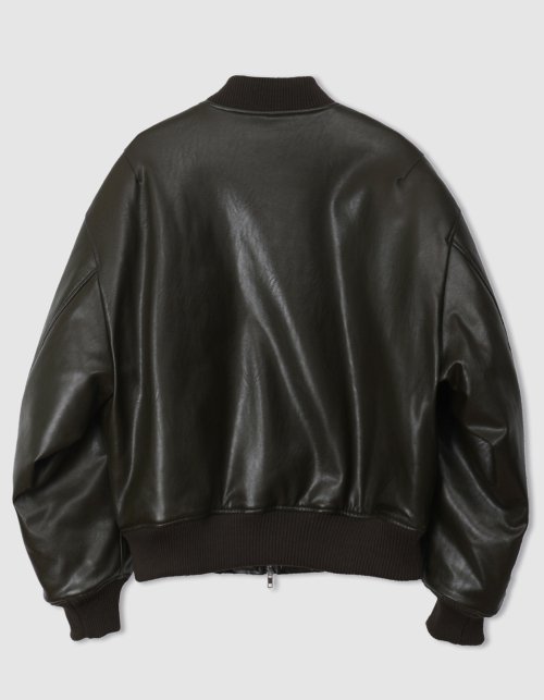 MUSINSA | FAMILLE Vegan leather MA-1 flight jacket khaki