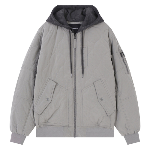 Стёганый пуховик-парашют с отстёгивающимся капюшоном Light Grey