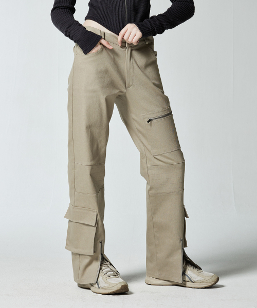 MANNISH BIKER PANTS - бежевое