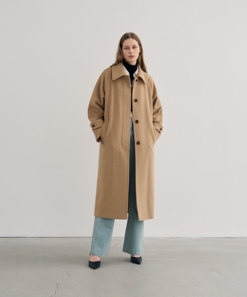 Однобортное пальто балмакаан из мягкого кашемира BEIGE