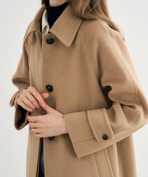 Однобортное пальто балмакаан из мягкого кашемира BEIGE