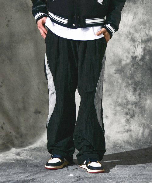 Silk Wave Double Pants_Black Grey
