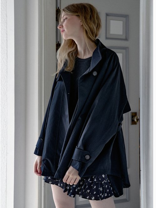 Oversize Half Trench Coat - чёрное