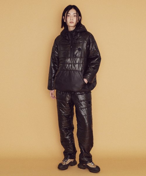Стеганый костюм куртка и брюки унисекс_Glossy Black