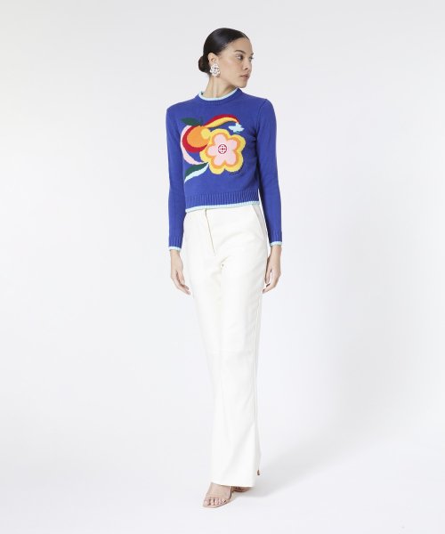 (W) LE POUVOIR DES FLEURS интарсия джемпер Blue