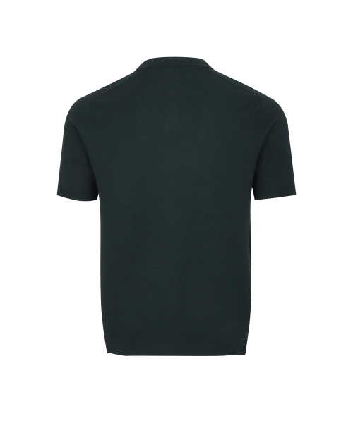 Летний трикотажный пуловер с открытым воротником_Dark Green