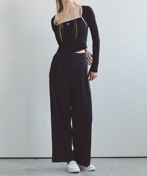 Широкие брюки со складками (Black)