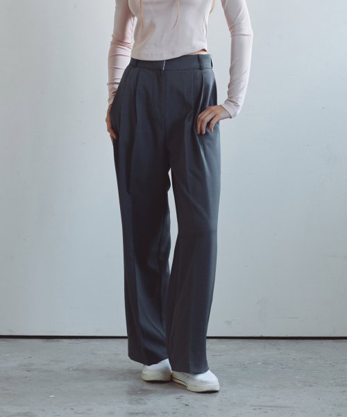 Широкие слаксы с двойной складкой (Grey)