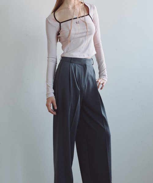 Широкие слаксы с двойной складкой (Grey)