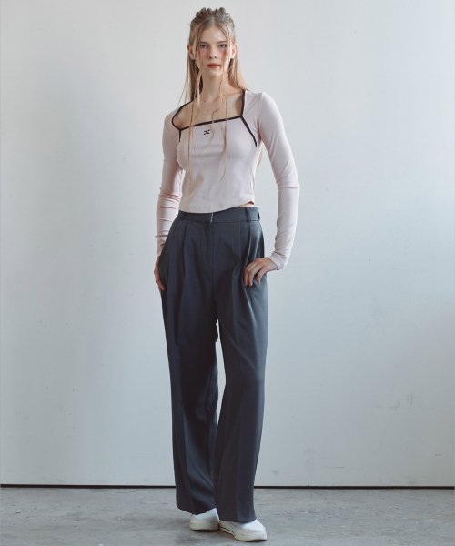 Широкие слаксы с двойной складкой (Grey)