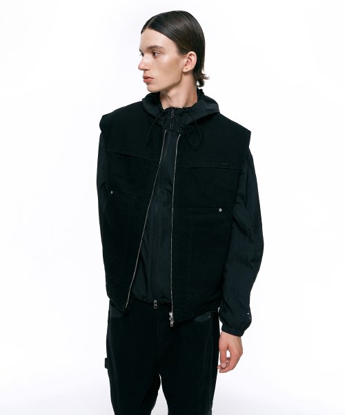 Утепленный жилет WASHED BLACK