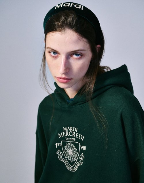 MUSINSA | MARDI MERCREDI HAIR BAND LOGO EMBELLISHMENT VELVET_GREEN 