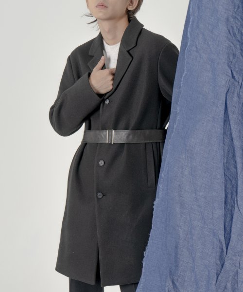 Однобортное шерстяное пальто Odd String [Black]