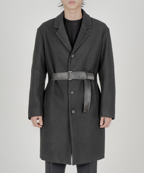 Однобортное шерстяное пальто Odd String [Black]