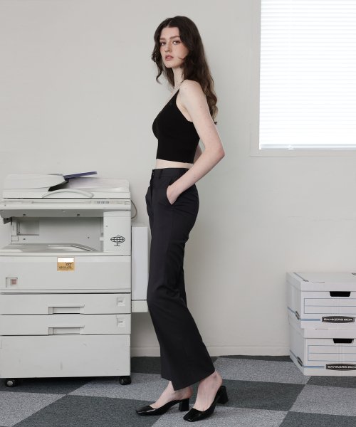 Брюки клеш Monica Bootcut Slacks Pants_Charcoal