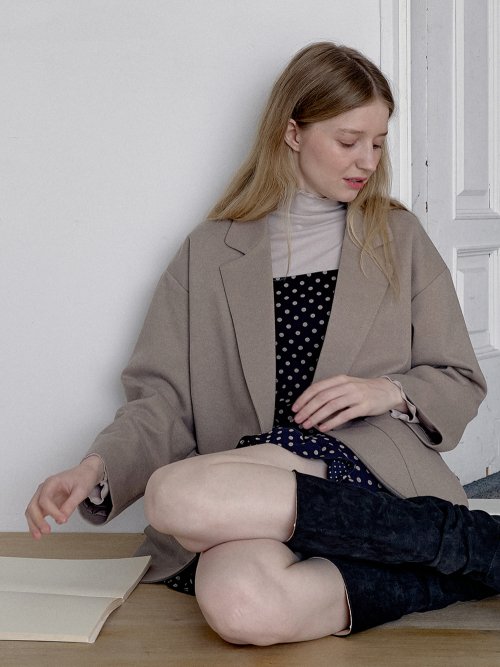 Herringbone Oversize Jacket - бежевое