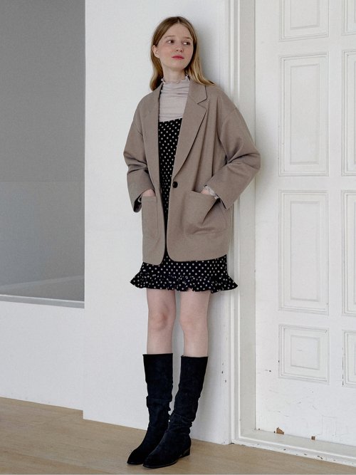 Herringbone Oversize Jacket - бежевое