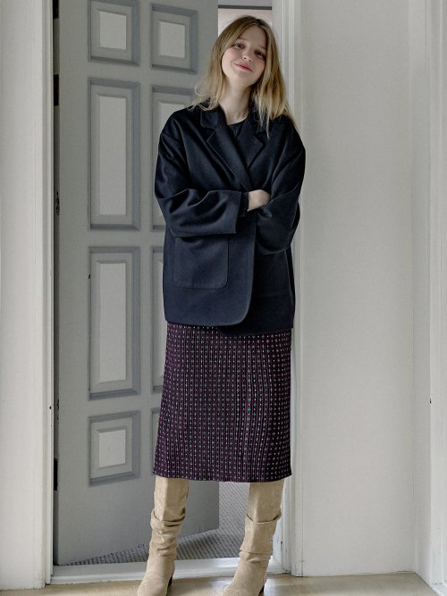 Herringbone Oversize Jacket - чёрное
