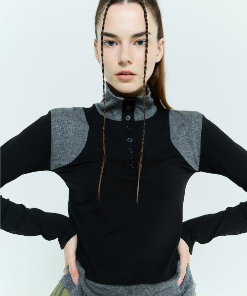 L6 BUTTON T-SHIRT(чёрное)