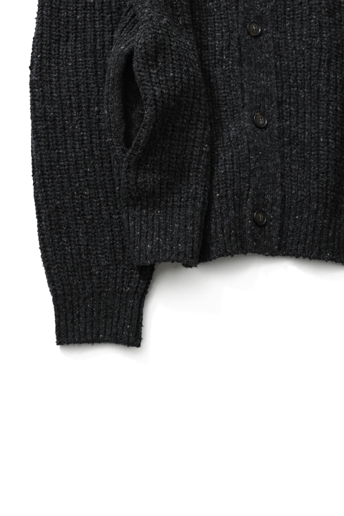 Eliot Low Gauge Knit Cardigan Melange Charcoal