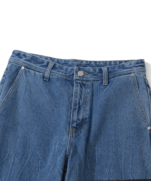Широкие джинсовые брюки с изогнутым кроем Washing Blue