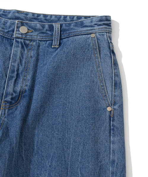 Широкие джинсовые брюки с изогнутым кроем Washing Blue